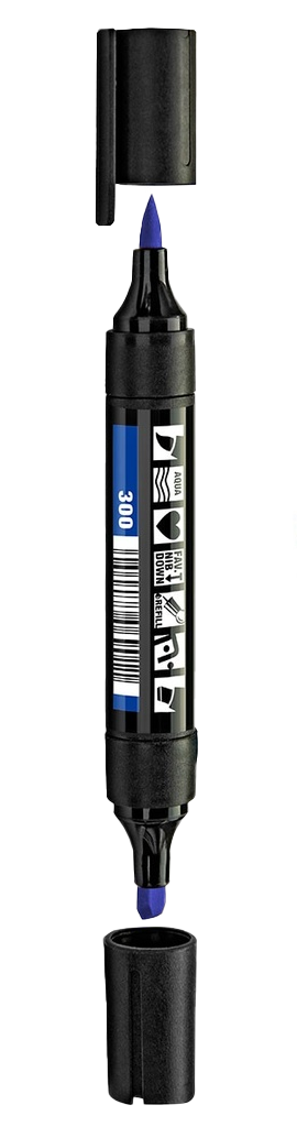 Neuland marker op waterbasis wig en borstelpunt blauw