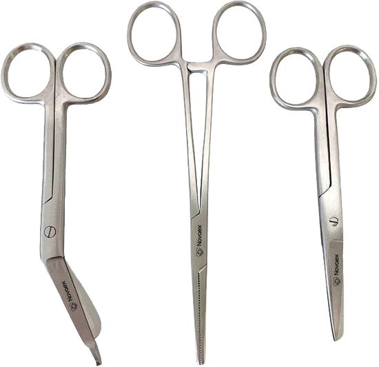 Verpleegkundige scharenset (verbandschaar - schaar - kocher - 4mm)
