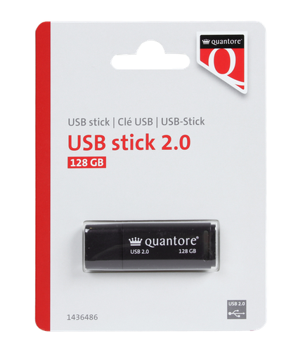 [8712453116703] USB stick 2.0 Quantore USB-A 128GB zwart
