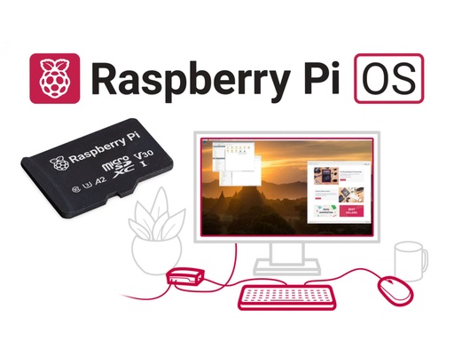 [2030000003662] 64GB microSD met Raspberry Pi OS - 64-bit
