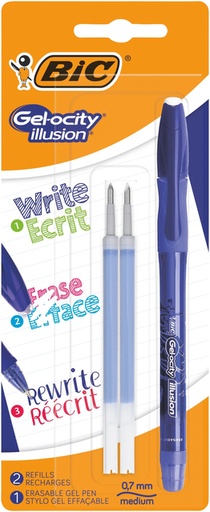 [3086123689565] Gelschrijver Bic Gelocity Illusion  blauw +2 vullingen