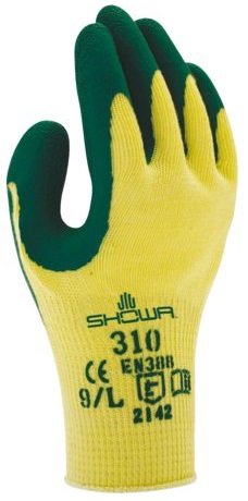 [4901792012430] Handschoen Showa 310 grip latex groen/geel large