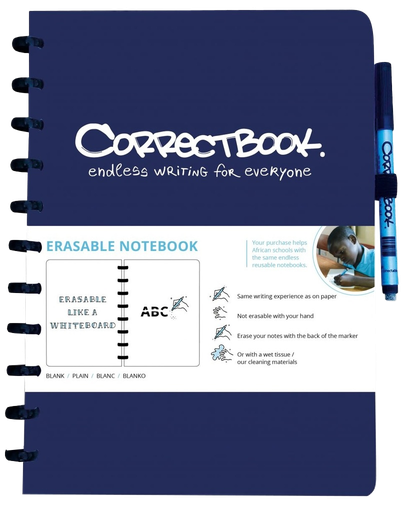 [7110768457251] Correctbook A4 navy blue gelinieerd 40blz